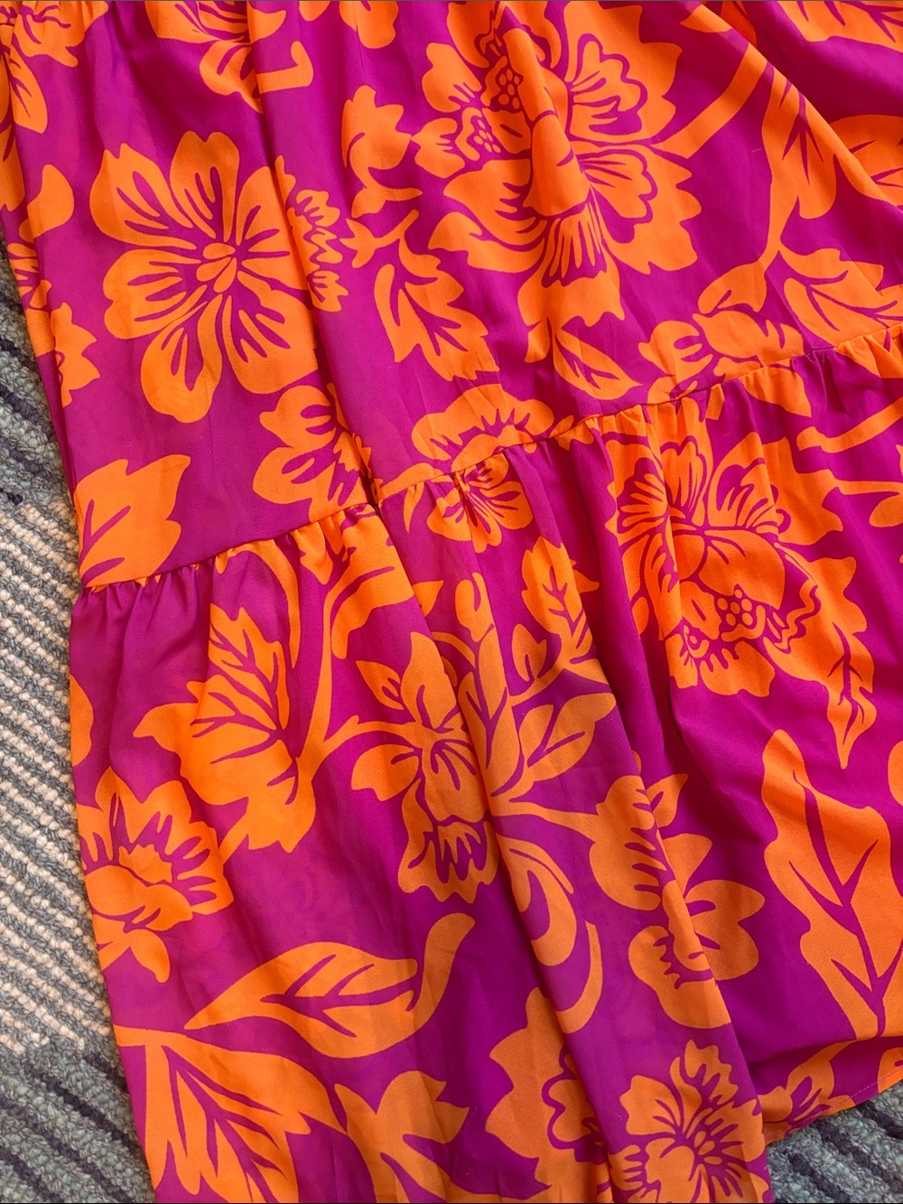Fuchsia & Orange Tropical Maxi Dress - Tie Detail - Picture 5 of 6